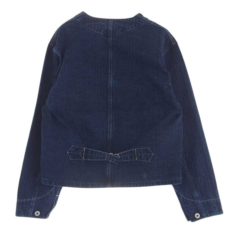 POST OVERALLS ポストオーバーオールズ 1104-HBI Stoker's Jacket ノーカラー デニム ジャケット インディゴブルー系 S【新古品】【未使用】【中古】