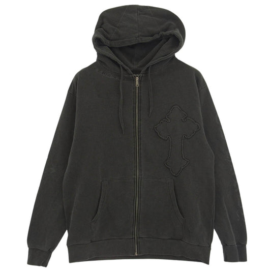 ED HARDY エドハーディ 24AW 42251501 ピグメント加工 アームロゴプリント クロスエンブロイダリー フルジップ パーカー フーディ グレー系 M【中古】