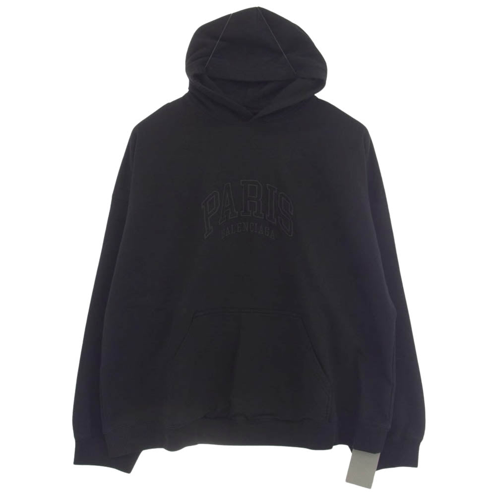 BALENCIAGA バレンシアガ 22SS 674986 TLVL8 Cities Paris Hoodie ロゴ刺繍 フーディ パーカー ブラック系 3【極上美品】【中古】