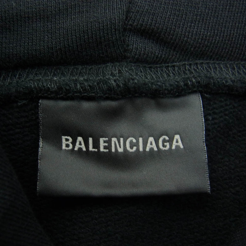 BALENCIAGA バレンシアガ 22SS 674986 TLVL8 Cities Paris Hoodie ロゴ刺繍 フーディ パーカー ブラック系 3【極上美品】【中古】