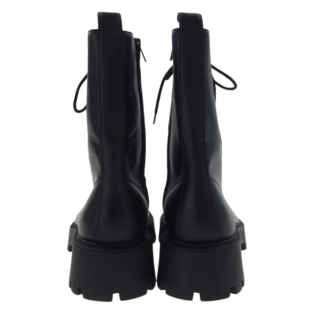 BALENCIAGA バレンシアガ 712638 RHINO BOOT LACEUP リノ レースアップ レザー ブーツ ブラック系 42【美品】【中古】