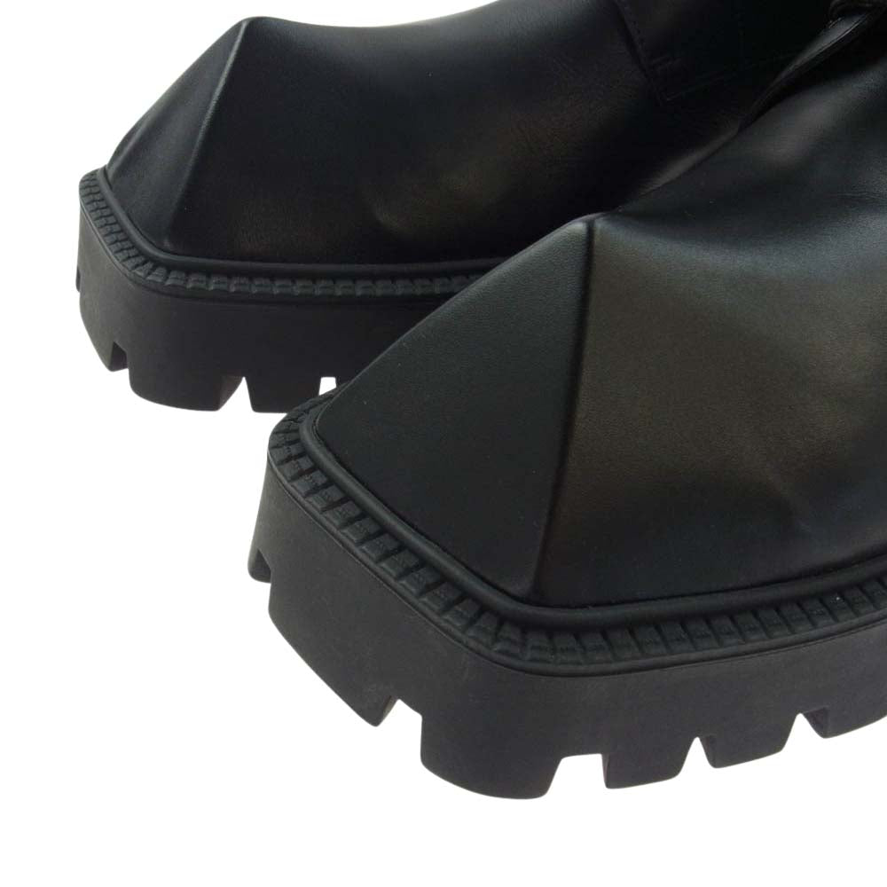 BALENCIAGA バレンシアガ 712638 RHINO BOOT LACEUP リノ レースアップ レザー ブーツ ブラック系 42【美品】【中古】