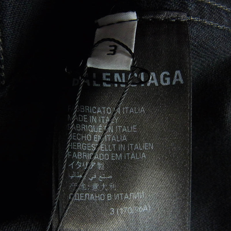 BALENCIAGA バレンシアガ 23SS 724775 TNW54 × ADIDAS アディダス サイドライン クラッシュ加工 デニム ジャケット ブラック系 3【極上美品】【中古】