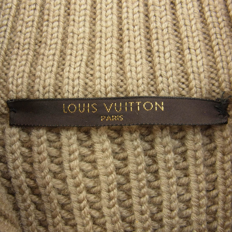 LOUIS VUITTON ルイ・ヴィトン カシミヤ混 ウール ドライバーズ ニット ジップアップ カーディガン ブラウン系 S【中古】