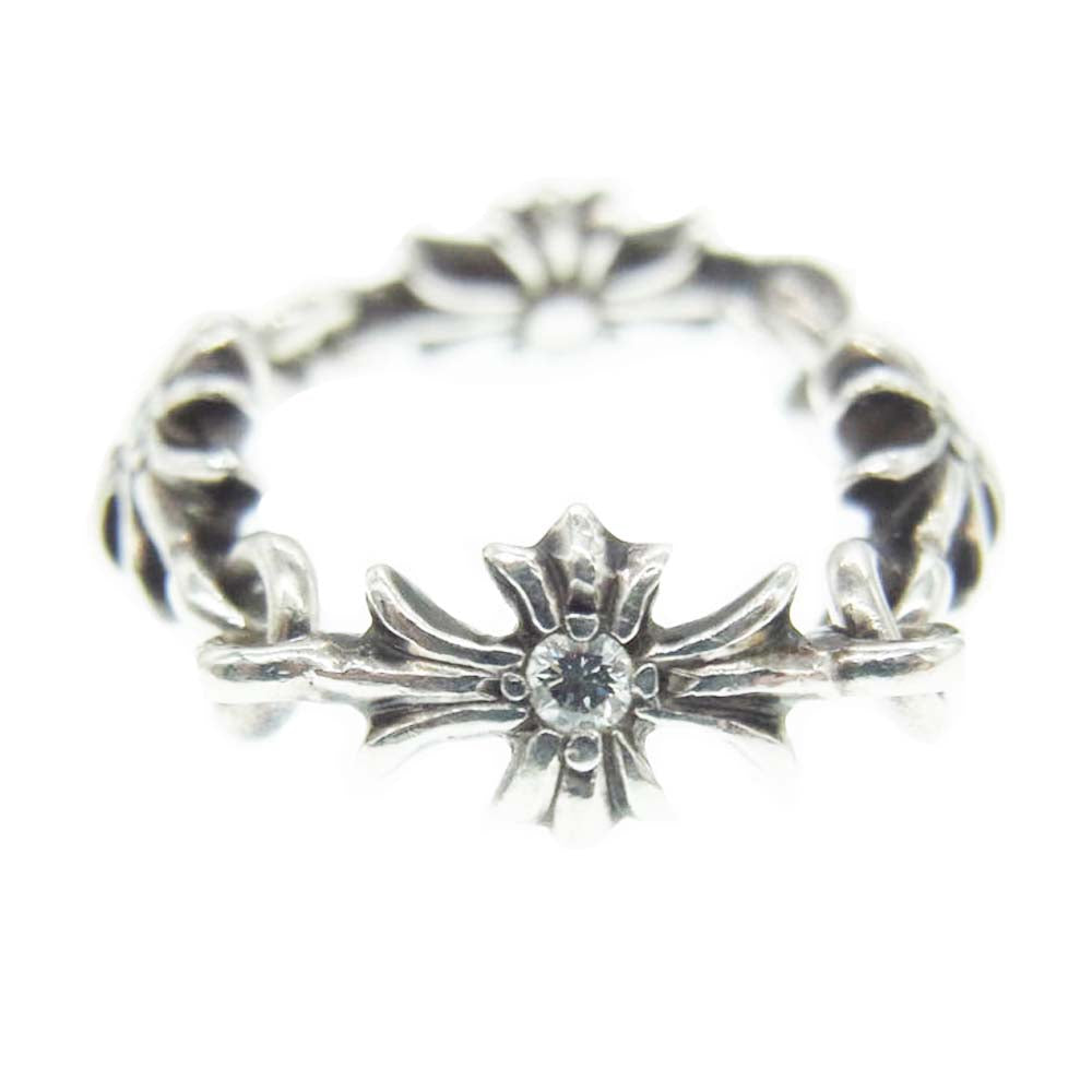 CHROME HEARTS クロムハーツ（原本無） RING TNY E CH PLS A/DIA タイニーE CHプラス リング アフターダイヤ シルバー系 約10号【中古】