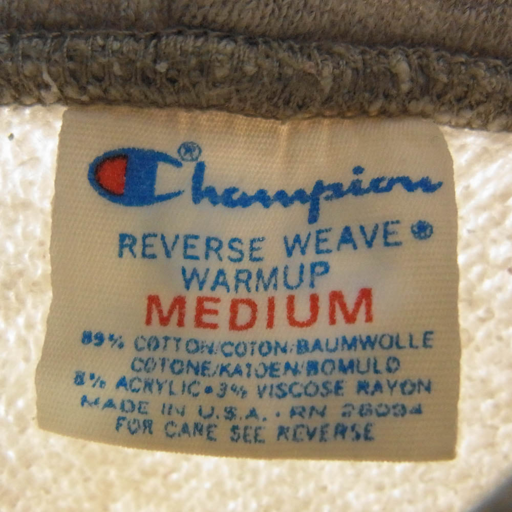 Champion チャンピオン 80s 90s トリコ プリント タグ REVERSE WEAVE NHC 三段カレッジ ロゴ プリント  プルオーバー スウェット パーカー グレー系 M【中古】
