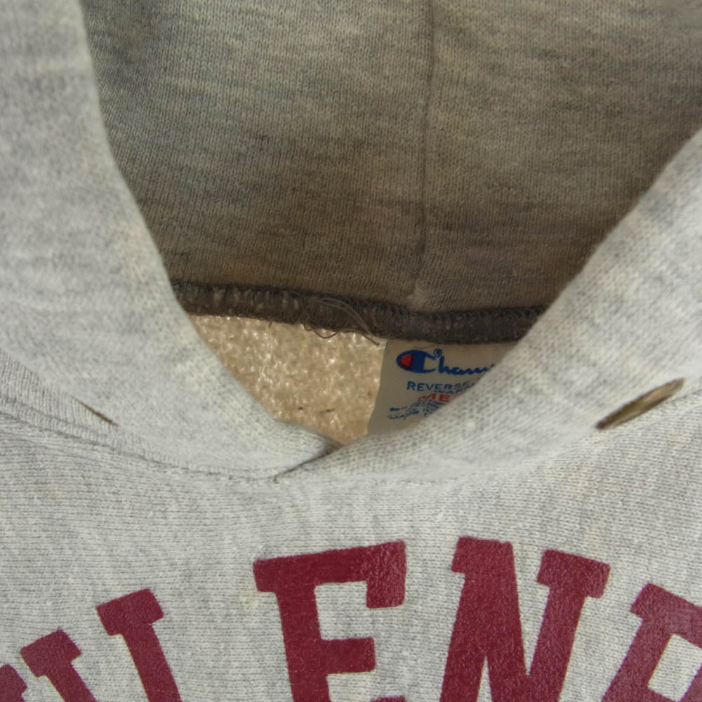 Champion チャンピオン 80s 90s トリコ プリント タグ REVERSE WEAVE MUHLENBERG 三段カレッジ ロゴ プリント  プルオーバー スウェット パーカー グレー系 M【中古】
