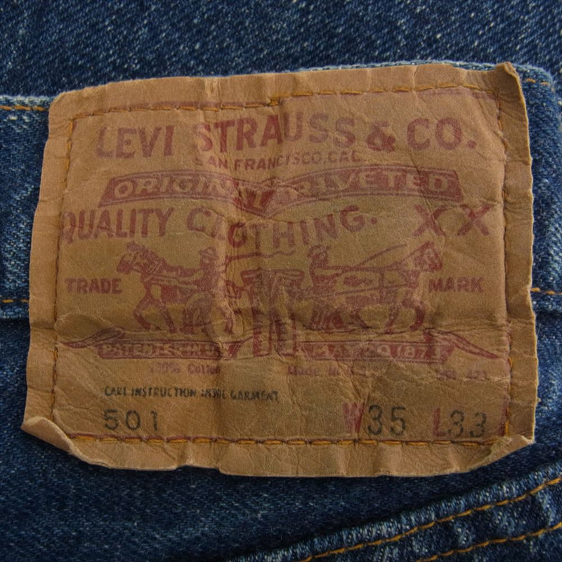 Levi's リーバイス 501 66前期 ボタン裏6 smalle スモールe CARE入り ボタンフライ 赤耳 ストレート デニムパンツ インディゴブルー系 W35【中古】