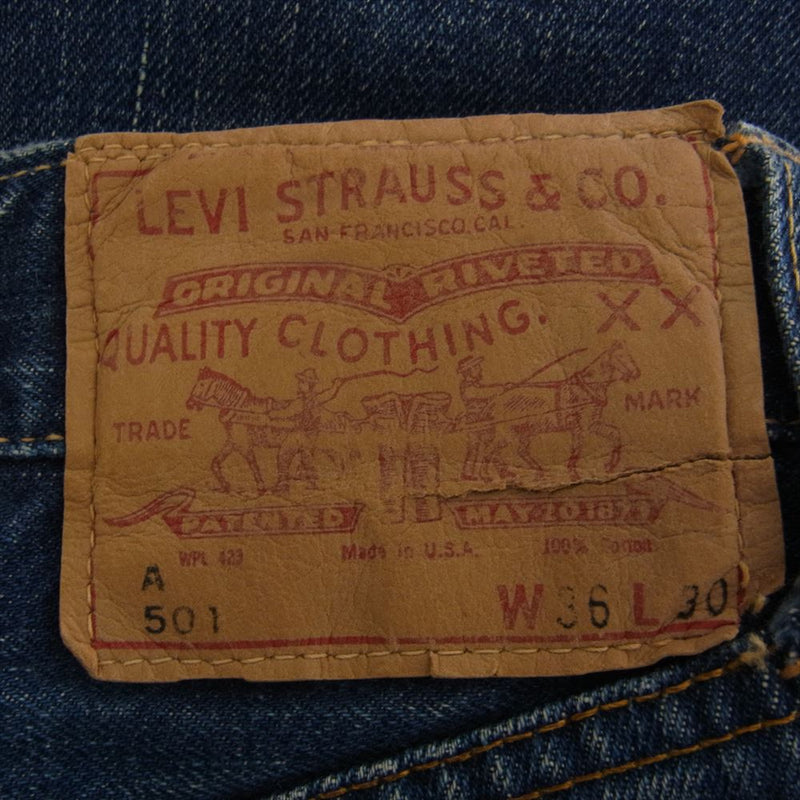 Levi's リーバイス 60s 501 A TYPE ボタン裏4 両面 不均等V 赤耳 ストレート デニムパンツ インディゴブルー系 W36【中古】