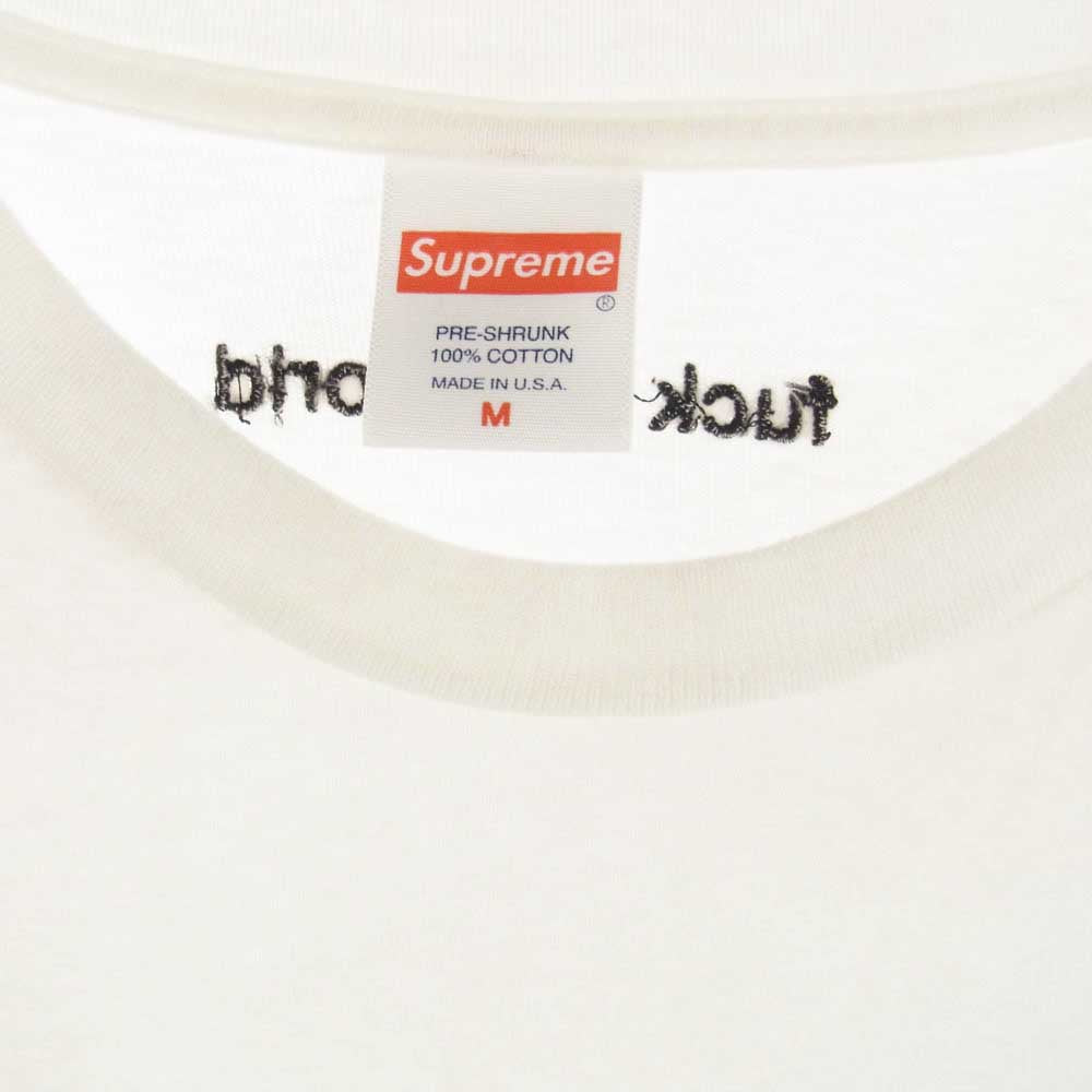 Supreme シュプリーム 19AW fuck the world ロゴ刺繍 半袖 Tシャツ ホワイト系 M【中古】