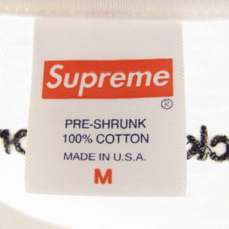 Supreme シュプリーム 19AW fuck the world ロゴ刺繍 半袖 Tシャツ ホワイト系 M【中古】