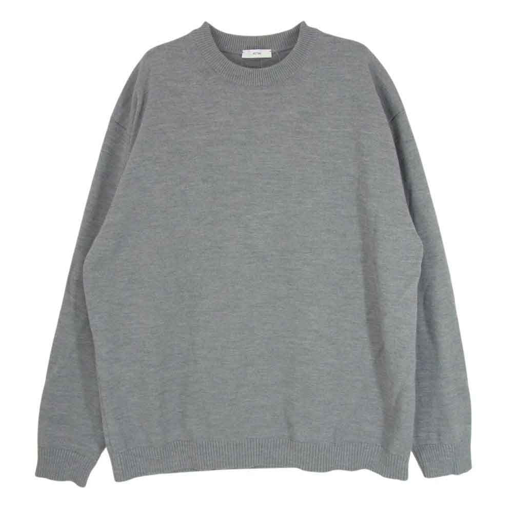 ATON エイトン 24AW KRAGCM0102 WOOL WASHI ウール和紙 クルーネック ニット セーター グレー系 06【中古】