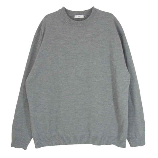 ATON エイトン 24AW KRAGCM0102 WOOL WASHI ウール和紙 クルーネック ニット セーター グレー系 06【中古】