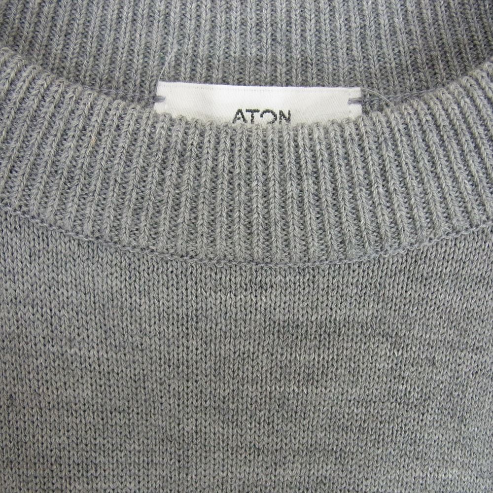 ATON エイトン 24AW KRAGCM0102 WOOL WASHI ウール和紙 クルーネック ニット セーター グレー系 06【中古】