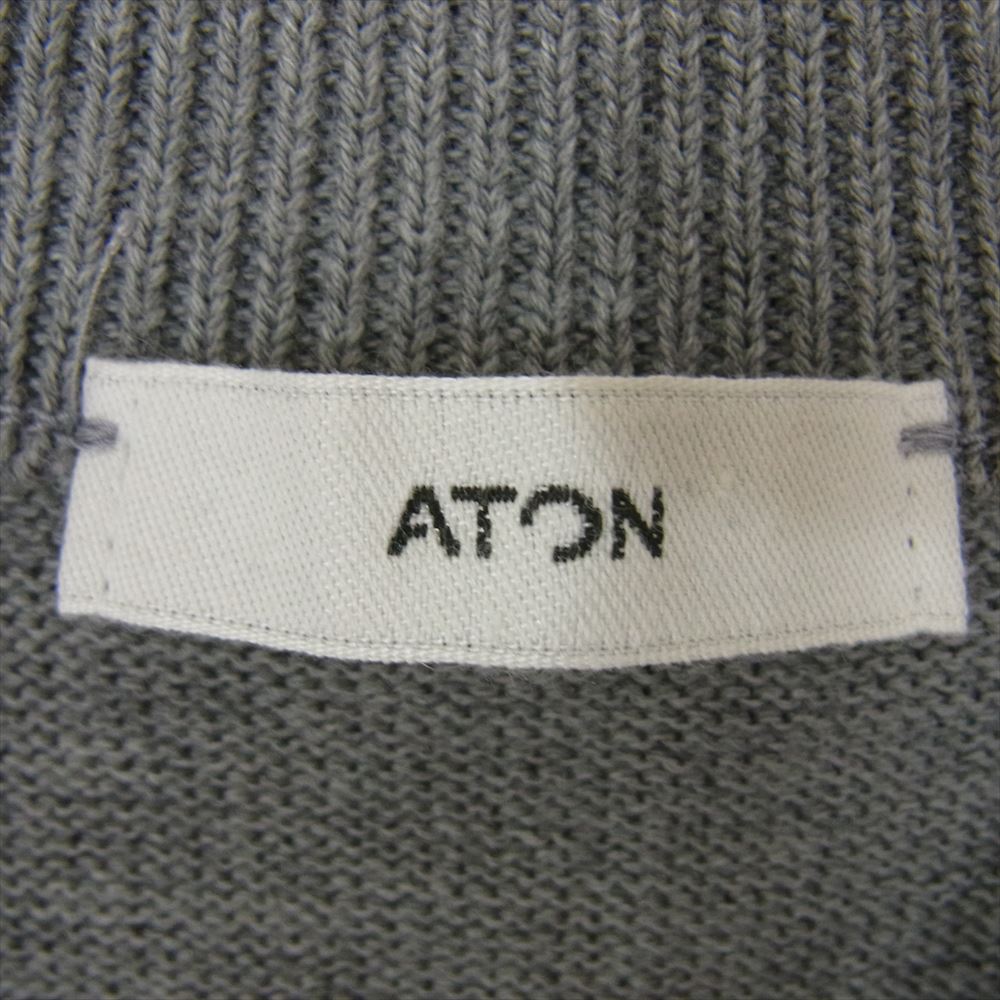ATON エイトン 24AW KRAGCM0102 WOOL WASHI ウール和紙 クルーネック ニット セーター グレー系 06【中古】