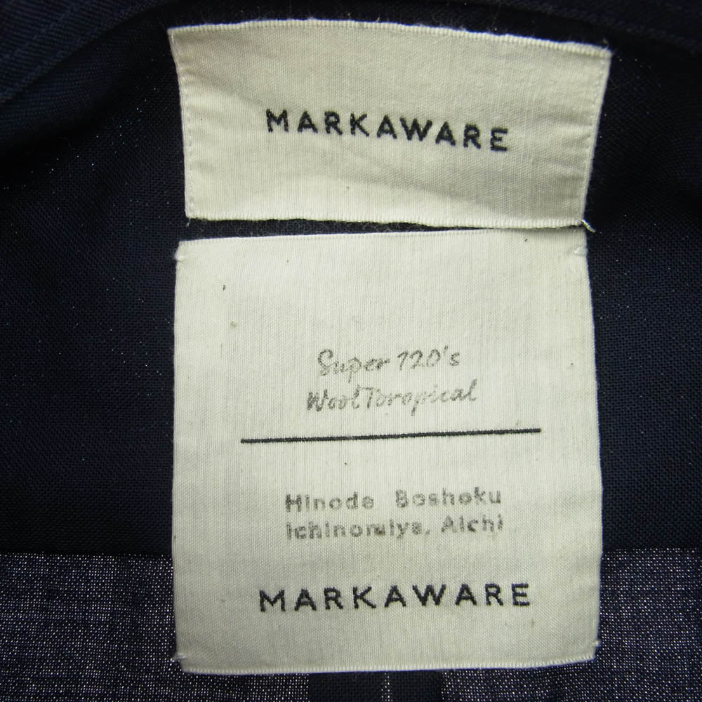マーカウェア 23SS A23A-13SH01C comfort fit shirts super120s wool tropical コンフォートフィット ウールトロピカル スーパー120 長袖 シャツ ネイビー系 3【中古】