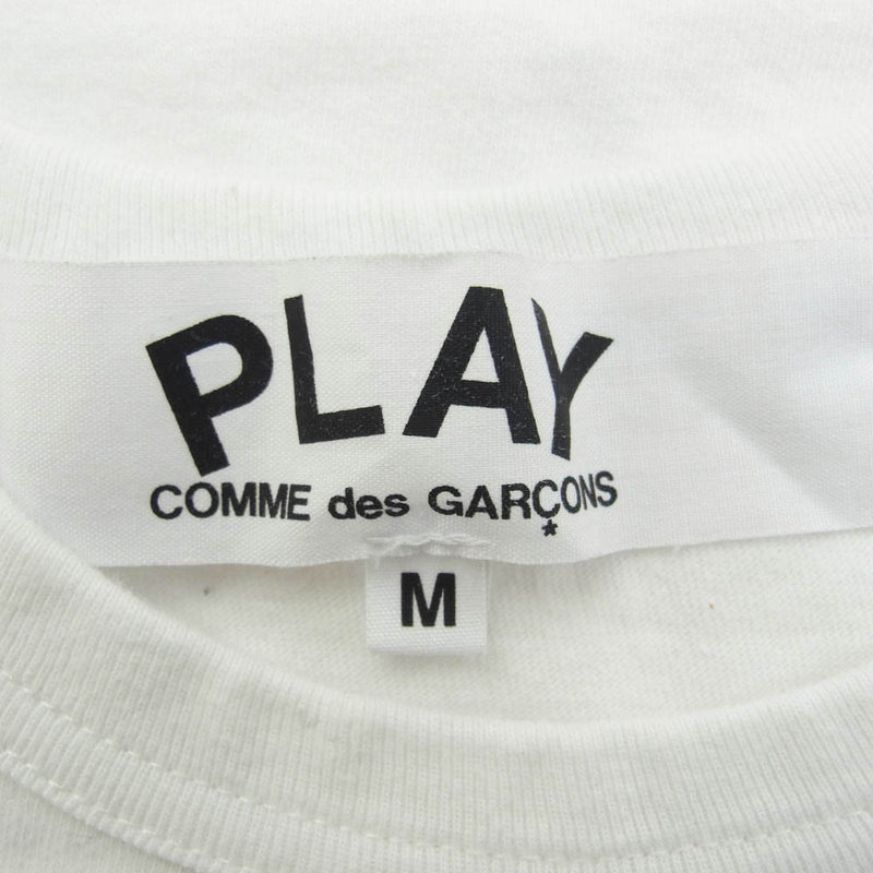 PLAY COMME des GARCONS プレイコムデギャルソン AD2023/4 AZ-T060 グリーンハート ロゴプリント ワッペン クルーネック 半袖 Tシャツ ホワイト系 M【中古】