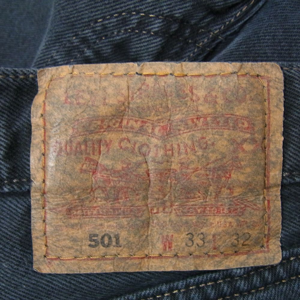 Levi's リーバイス 90s MADE IN USA 501 ストレート デニム パンツ ボタンフライ 後染め ブラック系 33【中古】