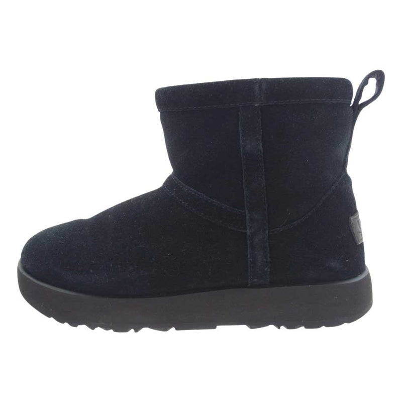 UGG アグ 1019643 Classic Mini Waterproof クラシック ミニ ウォータープルーフ ムートン ブーツ ブラック系 24.0cm【中古】