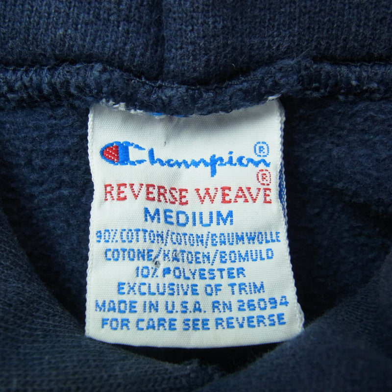 Champion チャンピオン 90s 90年代 刺繍タグ REVERSE WEAVE リバースウィーブ NOTRE DAME ノートルダム プルオーバー パーカー フーディ ネイビー系 M【中古】