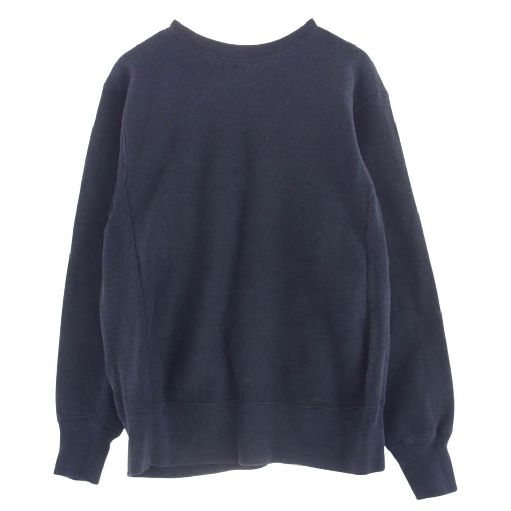 Champion チャンピオン 60s～70s タタキタグ後期 REVERSE WEAVE リバースウィーブ NEW HAMPSHIRE フロントプリント クルーネック スウェット トレーナー ネイビー系 L【中古】