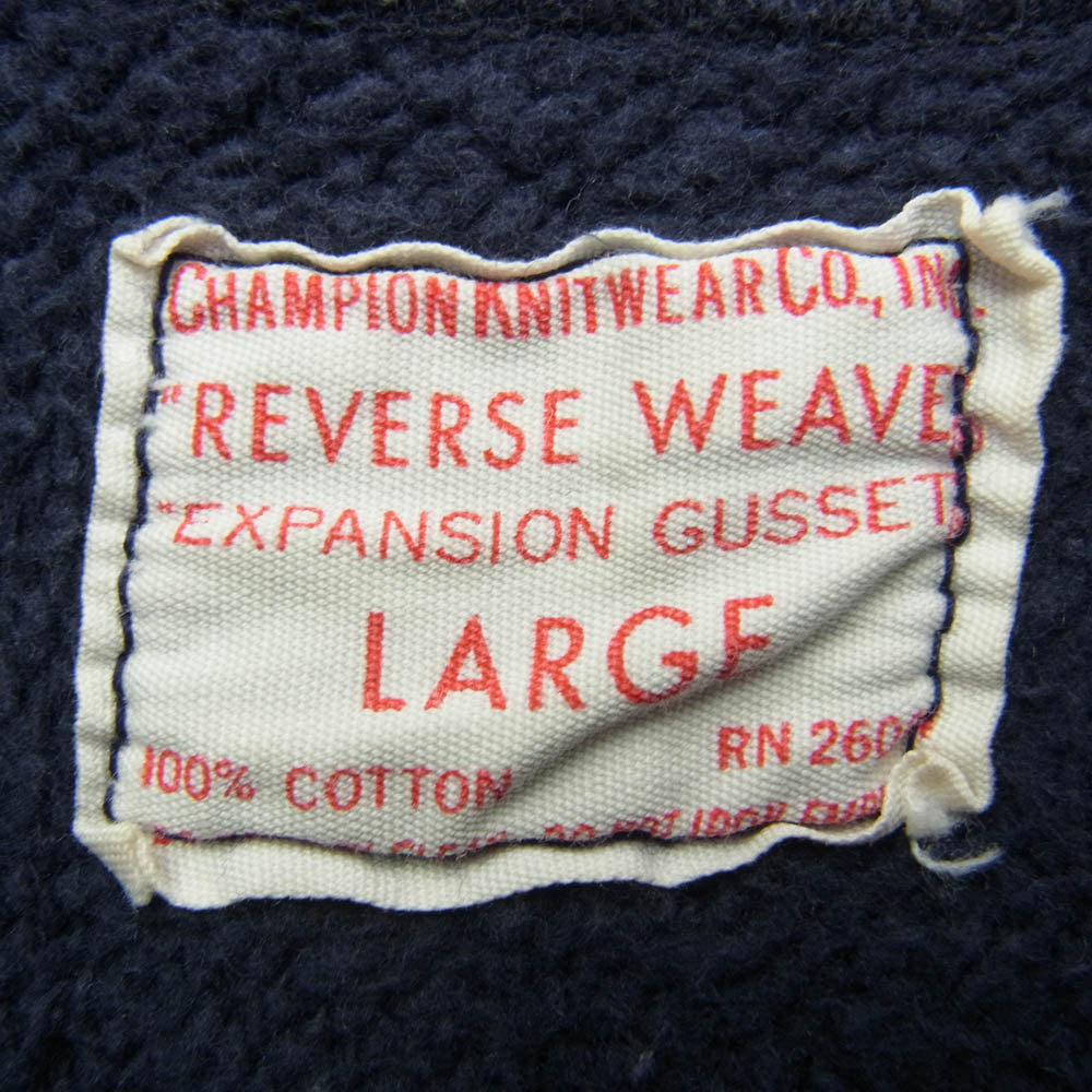 Champion チャンピオン 60s～70s タタキタグ後期 REVERSE WEAVE リバースウィーブ NEW HAMPSHIRE フロントプリント クルーネック スウェット トレーナー ネイビー系 L【中古】