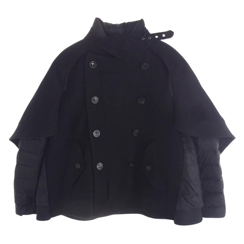 MONCLER モンクレール 1209S4697305 × sacai サカイ SAKIE サキ ポンチョ ダウン ジャケット ブラック系 1【中古】