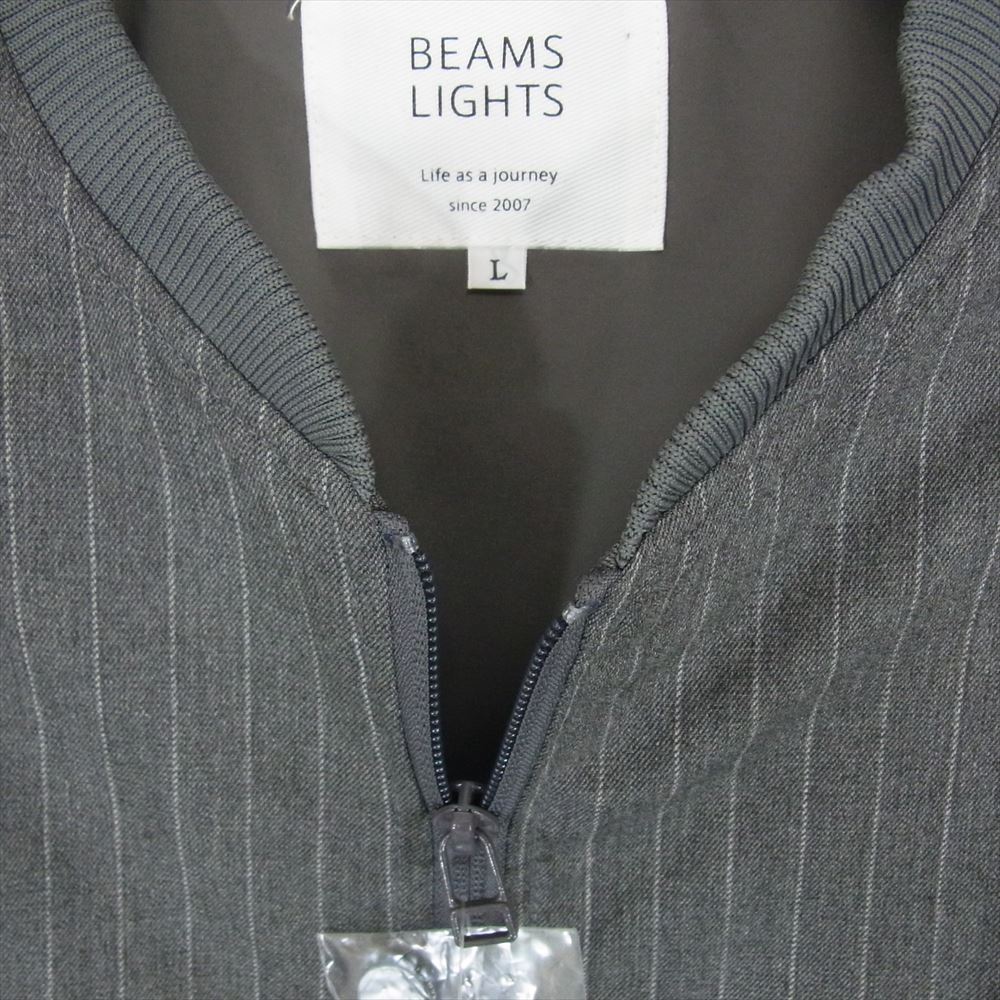BEAMS ビームス 51-18-0327-012 LIGHTS ライツ KOMATHERMO ピンストライプ ダブルジップ ブルゾン グレー系 L【美品】【中古】