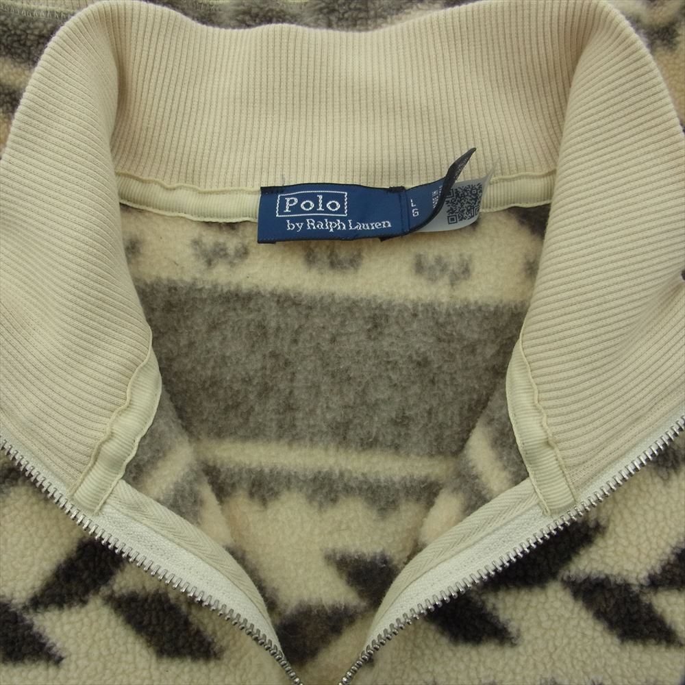 POLO RALPH LAUREN ポロ・ラルフローレン ハーフジップ ボア フリース プルオーバー ジャケット スウェット ベージュ系 L【中古】