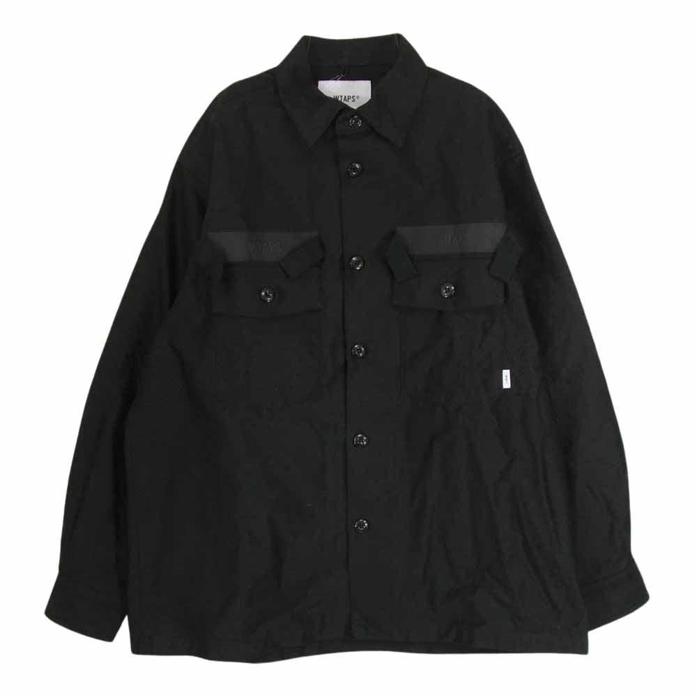 WTAPS ダブルタップス 24SS 241CWDT-SHM02 CBW 01 LS COTTON SATIN IDENTITY ユーティリティ長袖 シャツ ジャケット ブラック系 X02【中古】