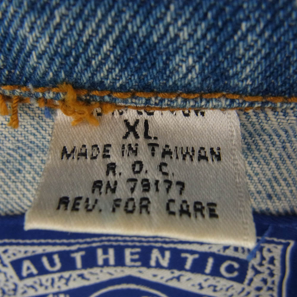 ハードロックカフェ バック クロスギター ビッグ ロゴ 刺繍 デニム トラッカー ジャケット XL インディゴ インディゴブルー系 XL【中古】