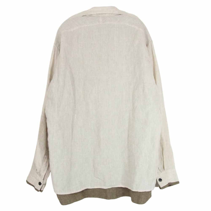 バイタル Layered Shirts レイヤード リネン ロングスリーブ 長袖 シャツ ベージュ系 2【中古】