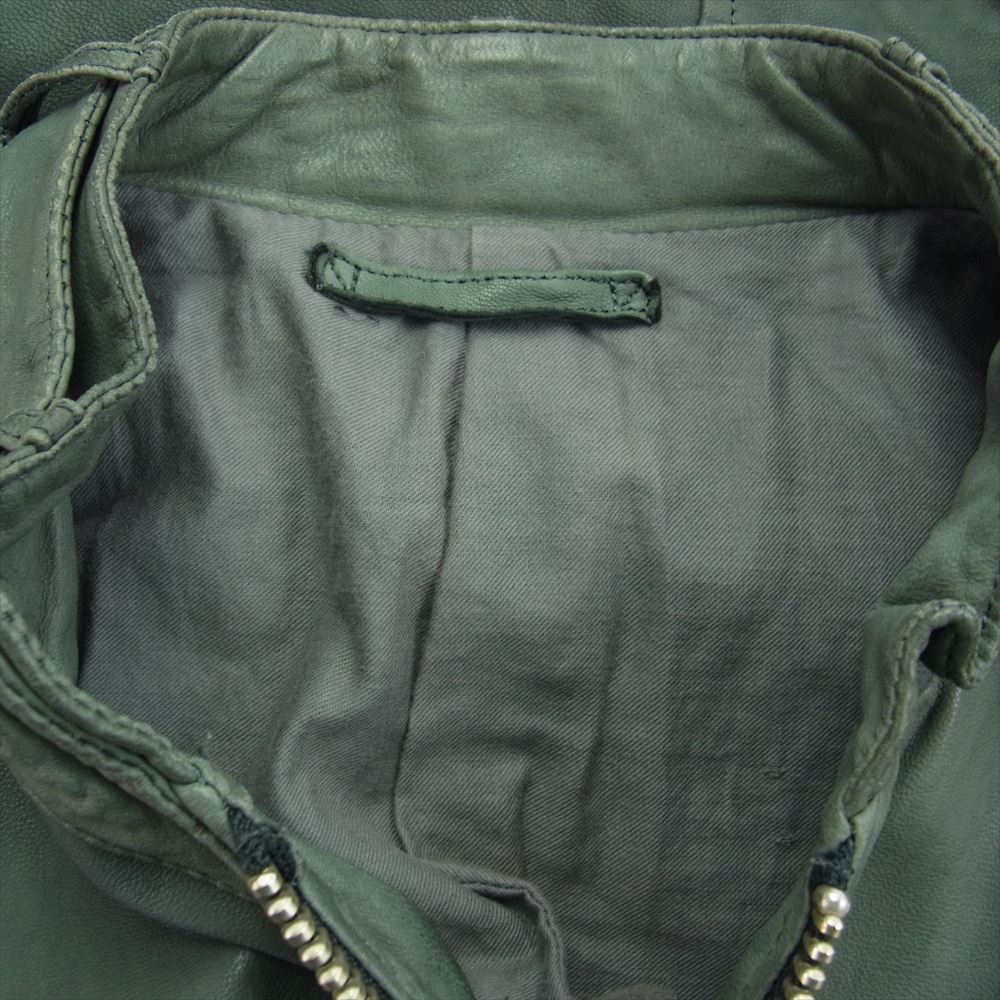 MIHARA YASUHIRO ミハラヤスヒロ 41431201 羊革 シングル レザー ライダース ジャケット グリーン系 46【中古】