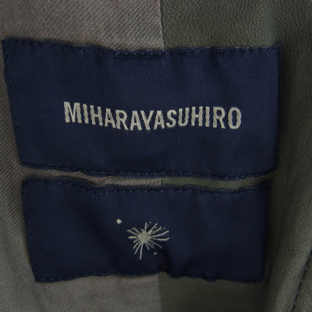 MIHARA YASUHIRO ミハラヤスヒロ 41431201 羊革 シングル レザー ライダース ジャケット グリーン系 46【中古】