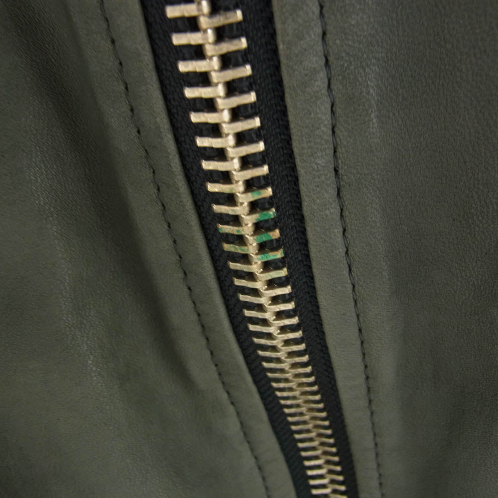 MIHARA YASUHIRO ミハラヤスヒロ 41431201 羊革 シングル レザー ライダース ジャケット グリーン系 46【中古】