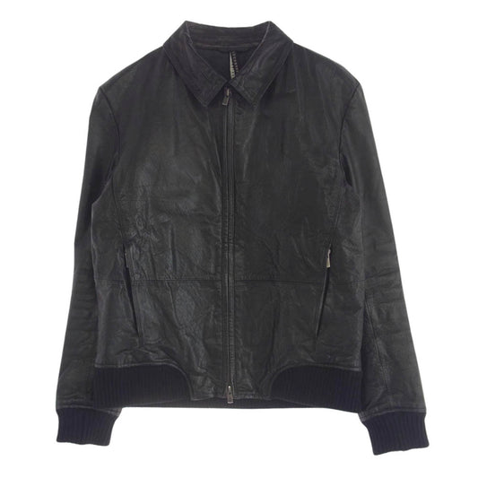 NEIL BARRETT ニールバレット 4MP27-520-09 BLACK BARRETT ブラックバレット カウレザー シングル フルジップ ジャケット ブラック系 2【中古】