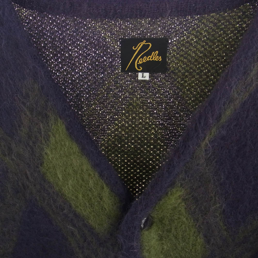Needles ニードルス NS278 Mohair Cardigan Argyle アーガイル モヘヤ モヘア カーディガン パープル系 L【中古】