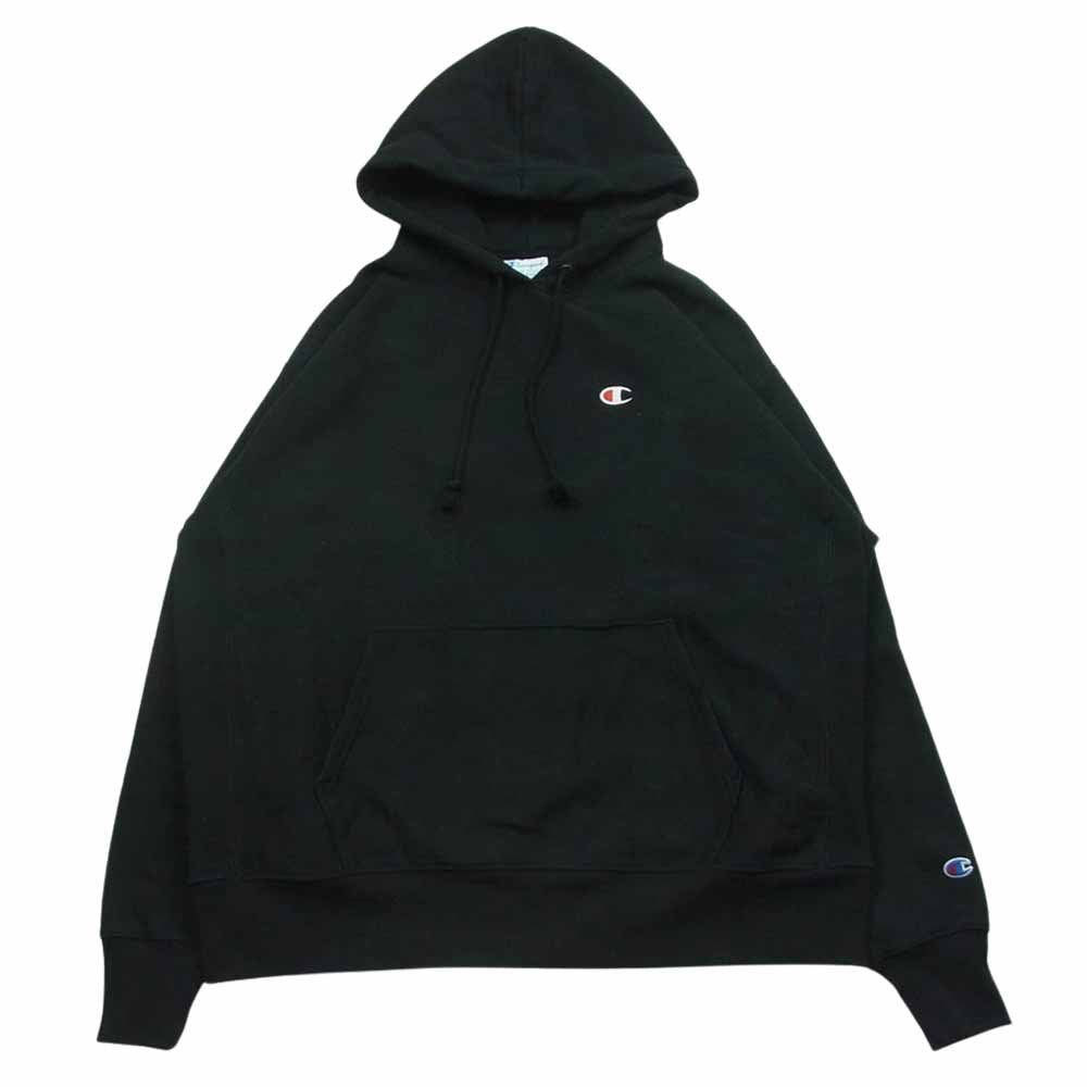 Champion チャンピオン 単色青タグ リバースウィーブ プルオーバー パーカー インドネシア製 ブラック系 XL【中古】