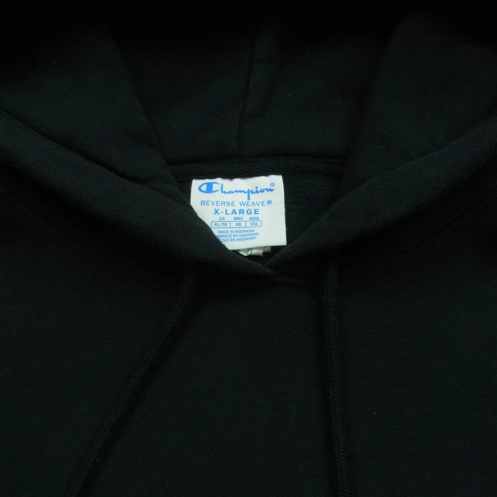 Champion チャンピオン 単色青タグ リバースウィーブ プルオーバー パーカー インドネシア製 ブラック系 XL【中古】