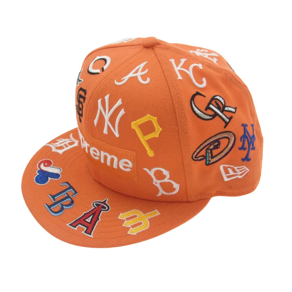 Supreme シュプリーム 20SS MLB New Era ニューエラ 刺繍 ワッペン ベースボールキャップ オレンジ系 58.7cm【中古】