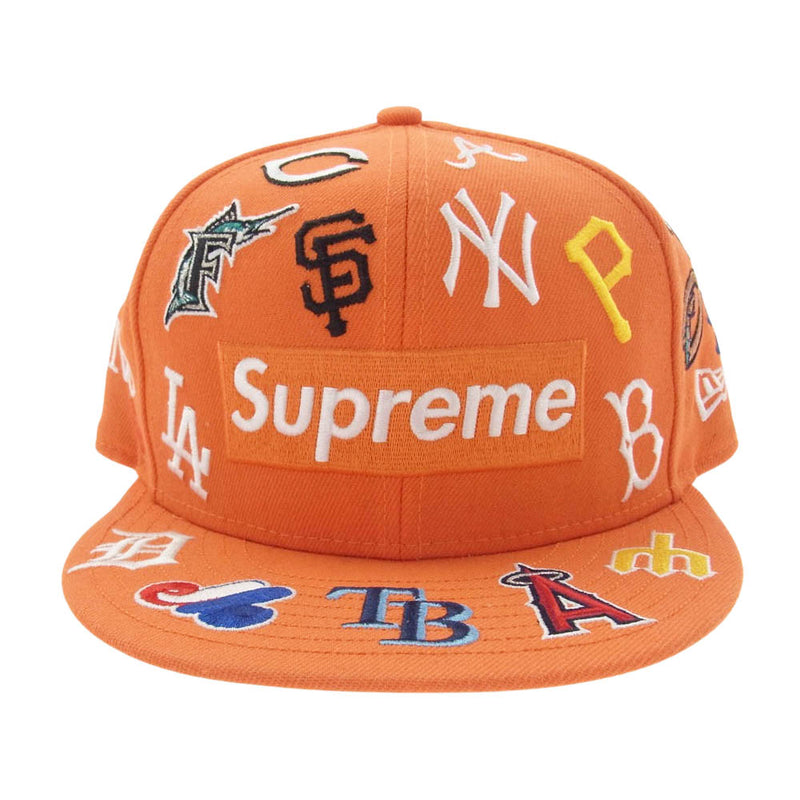 Supreme シュプリーム 20SS MLB New Era ニューエラ 刺繍 ワッペン ベースボールキャップ オレンジ系 58.7cm【中古】