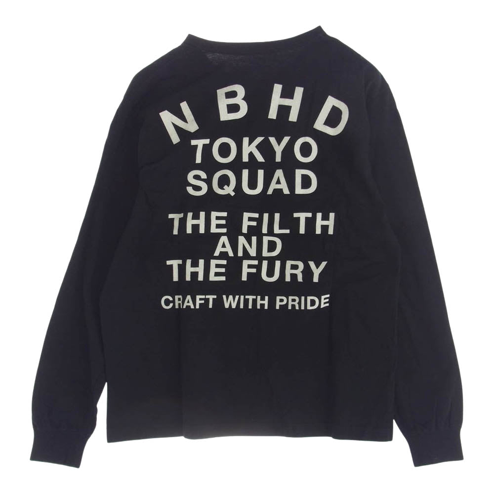 NEIGHBORHOOD ネイバーフッド 182CNH-LT01S SQUAD C-TEE . LS ロゴ 刺繍 長袖 Tシャツ ブラック系 S【中古】