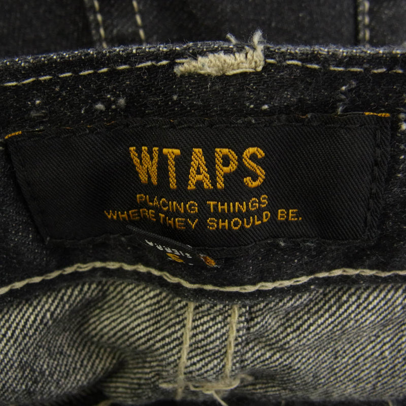 WTAPS ダブルタップス 14AW 142GWDT-PTM06 TROUSERS COTTON DENIM TRASH BK トラウザー コットンデニム トラッシュ ユーズド加工 ブラック デニムパンツ ブラック系 S【中古】