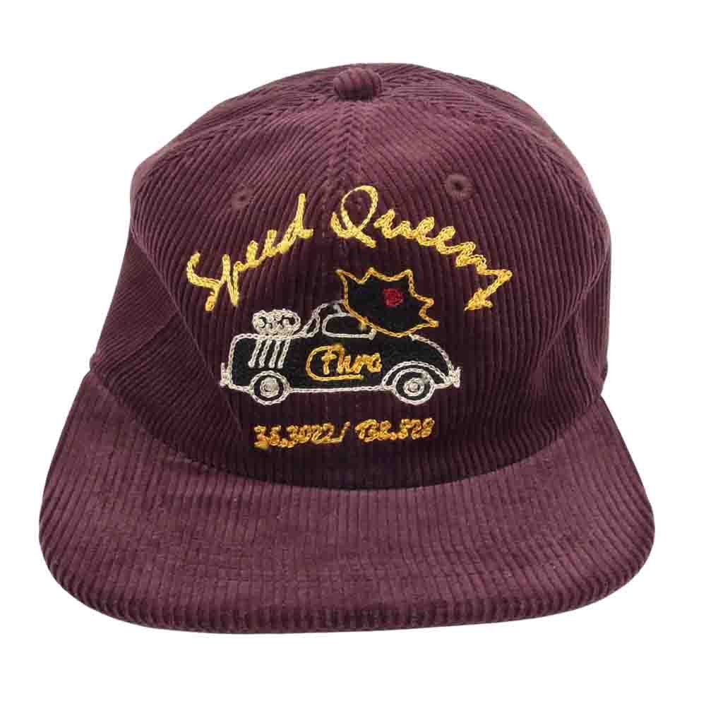 THE FLAT HEAD ザフラットヘッド コーデュロイ トラッカー キャップ  帽子 エンジ系【中古】