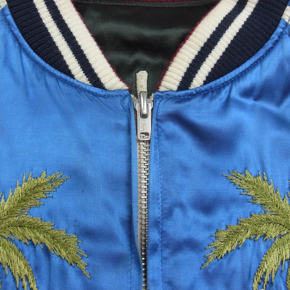 THE FLAT HEAD ザフラットヘッド リバーシブル スカジャン スーベニア ジャケット GUAM 刺繍 ブルー系 M【中古】