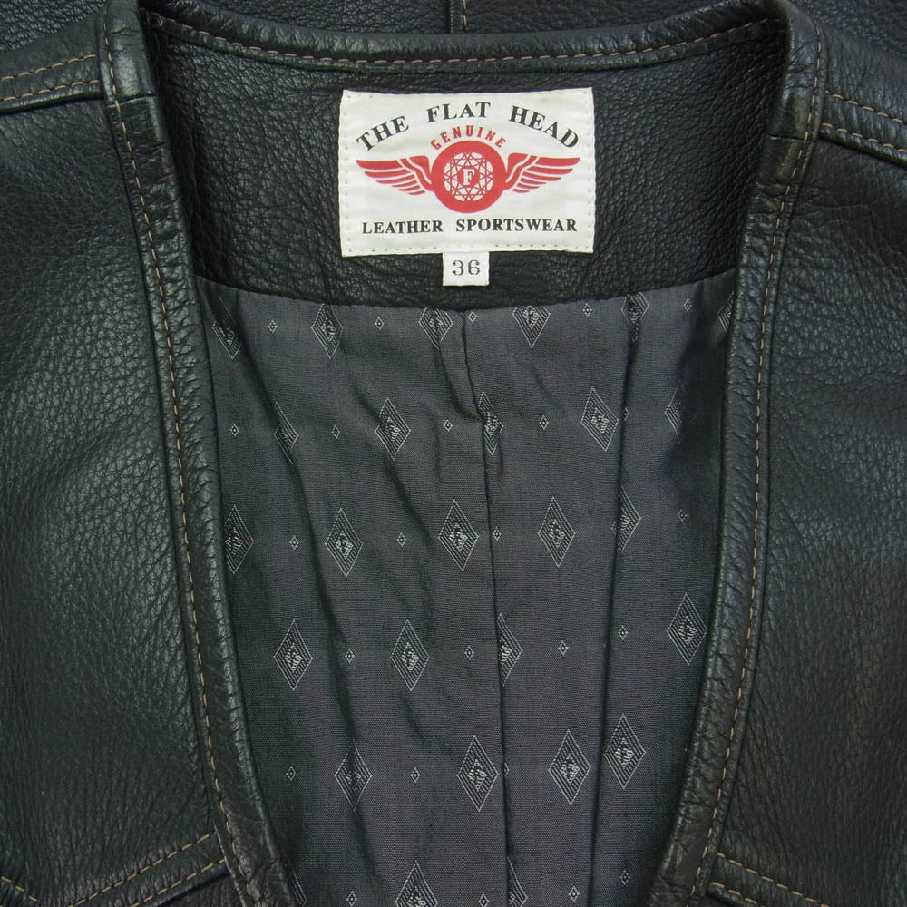 THE FLAT HEAD ザフラットヘッド ディアスキン レザー ベスト ブラック系 36【中古】