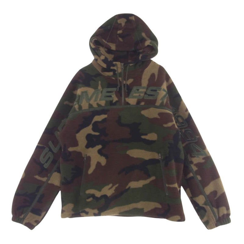 Supreme シュプリーム 19AW Polartec Half Zip Hooded Sweatshirt ポーラーテック ハーフジップ プルオーバー パーカー Sサイズ マルチカラー系 カーキ系 S【中古】