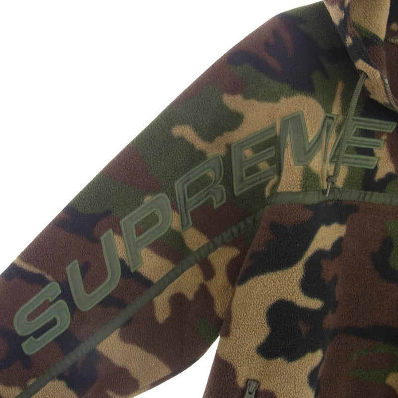 Supreme シュプリーム 19AW Polartec Half Zip Hooded Sweatshirt ポーラーテック ハーフジップ プルオーバー パーカー Sサイズ マルチカラー系 カーキ系 S【中古】