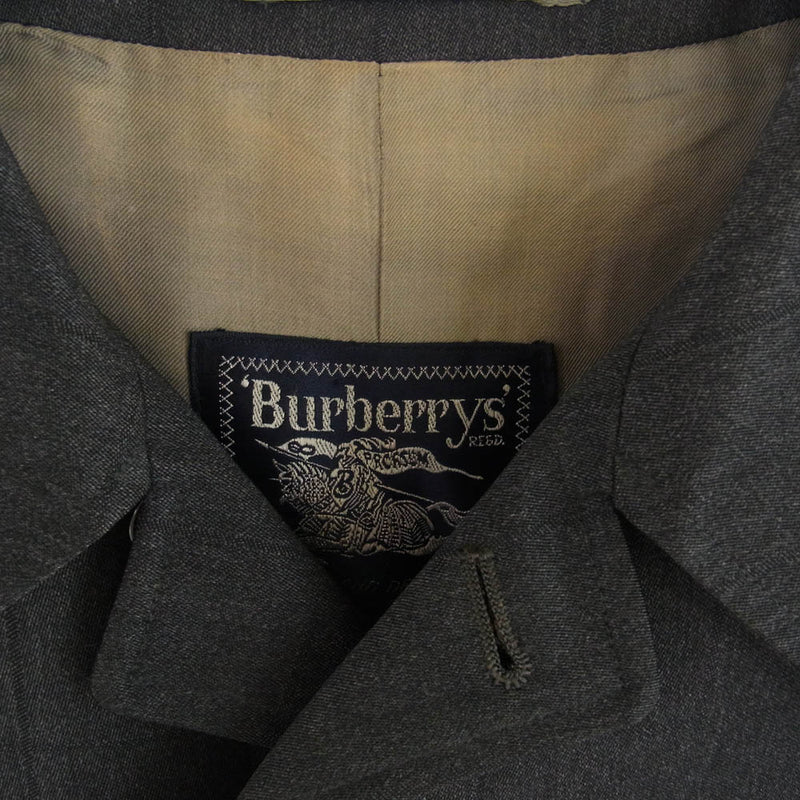 BURBERRY バーバリー WW050-995-06 Burberrys 三陽商会タグ sanyo ウィンドウペン チェック ウール ステンカラーコート バルマカーンコート グレー系 M【中古】