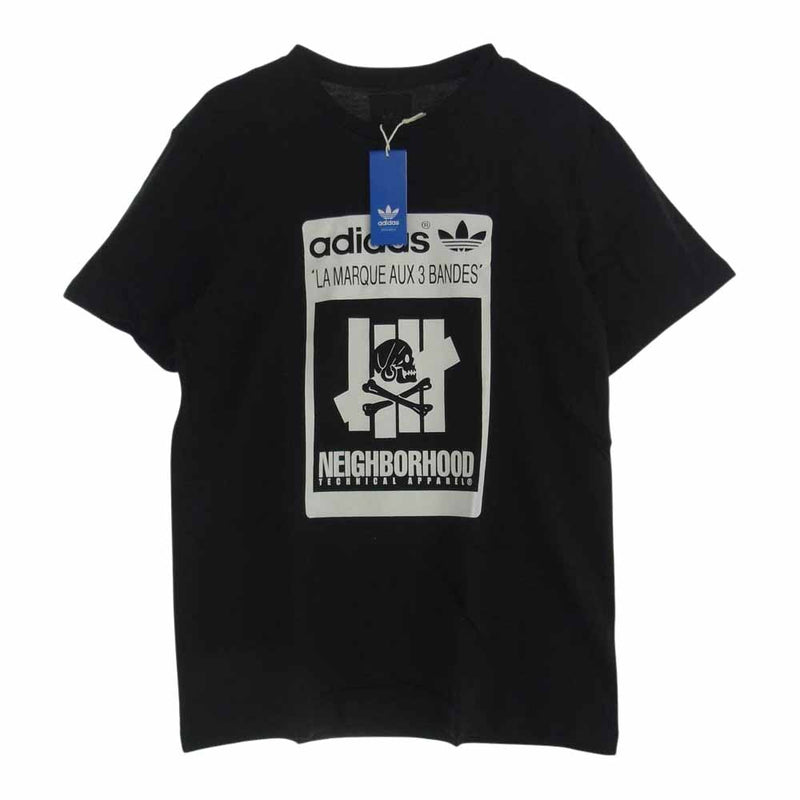 NEIGHBORHOOD ネイバーフッド 141ADAUN-ST01S × adidas × UNDEFEATED Logo Tee アディダス アンディフィーテッド トリプルネーム コラボ 半袖 Ｔシャツ TEE ブラック系 L【新古品】【未使用】【中古】